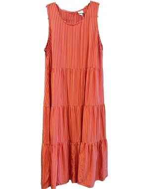 a new day ~ Coral ~ Sleeveless ~ Tiered ~Midi ~ Dress ~ Great Condition